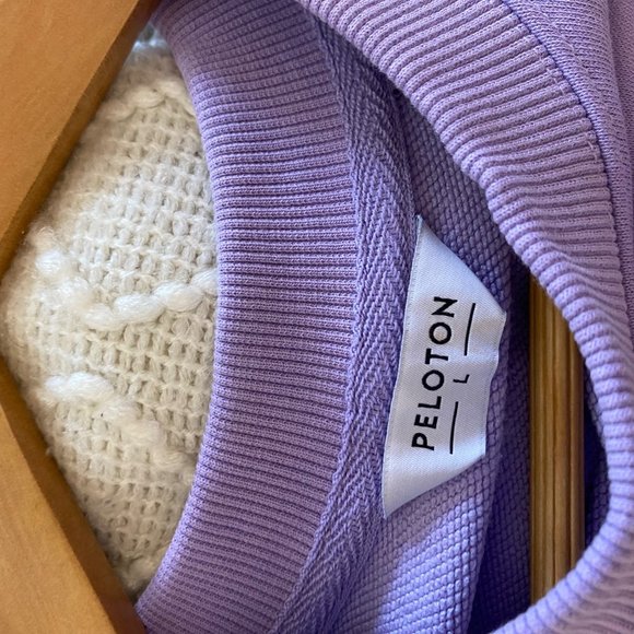 Peloton Crewneck Long Sleeve Pullover Stripe Sweatshirt Purple - Picture 4 of 5